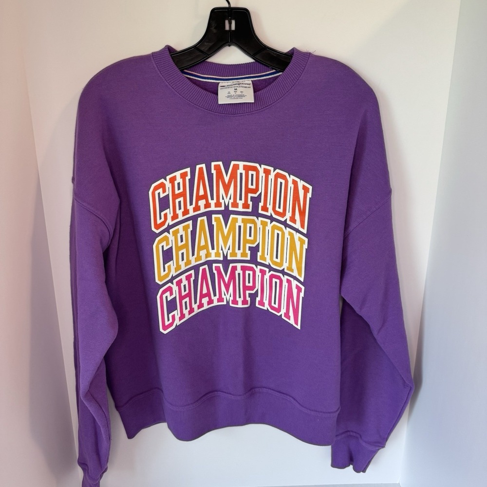 Champion Sweatshirt Purple Crewneck Long Sleeves Pullover - Size Medium